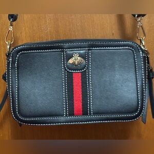 Stylish Black, Red and Gold Bee Crossbody Bag